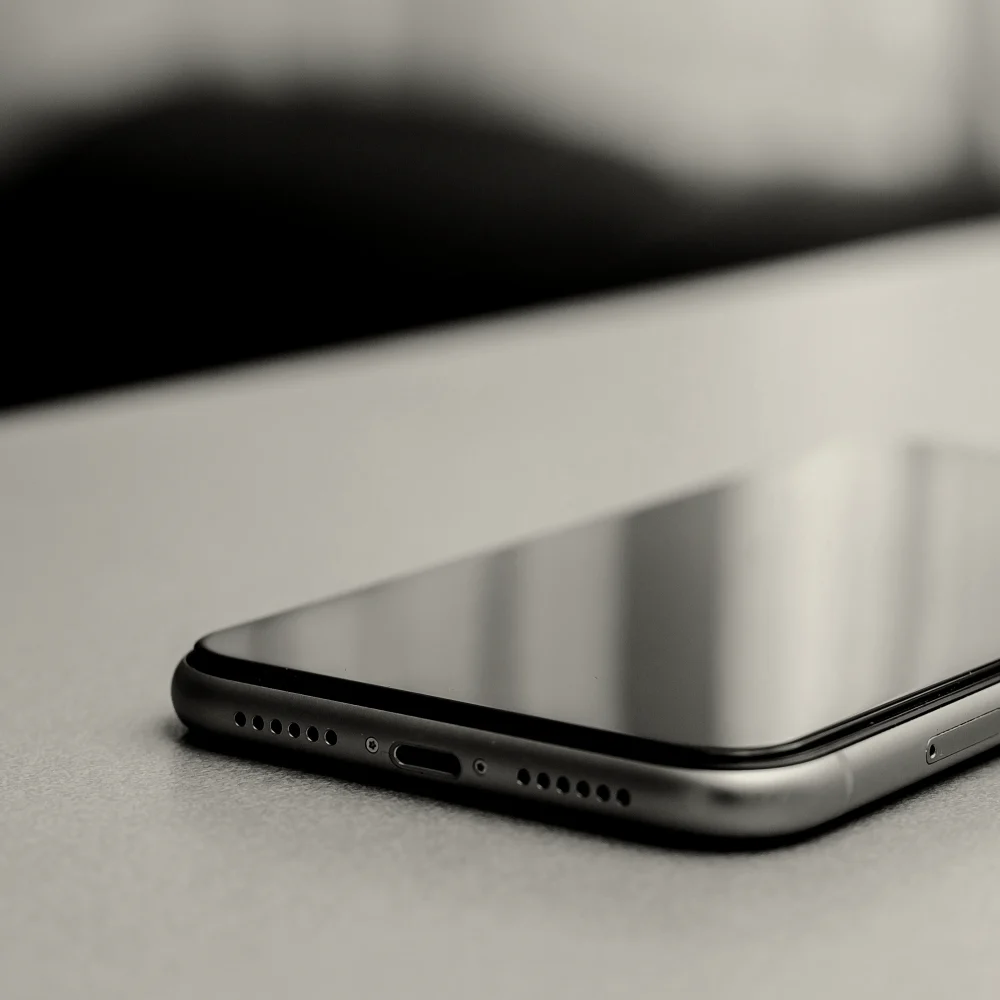 Mobile phone lying on table