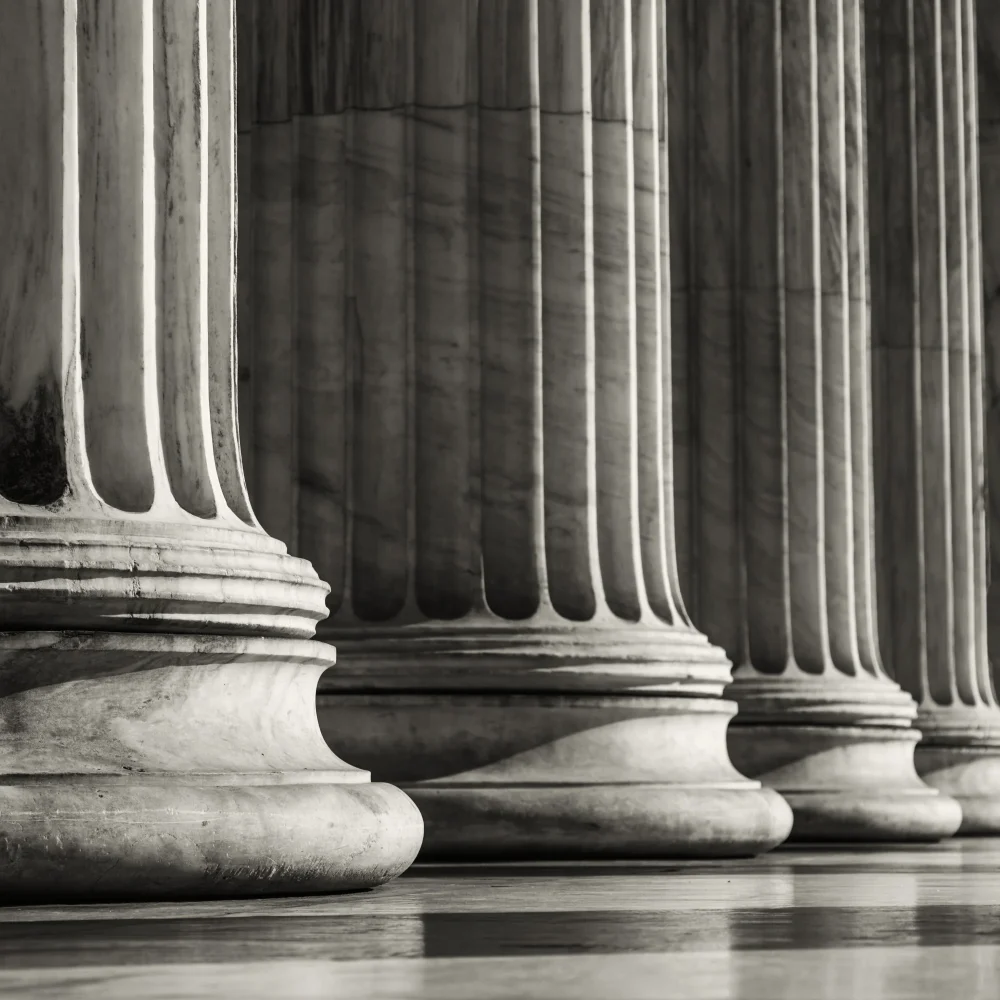 A column of stone pillars.